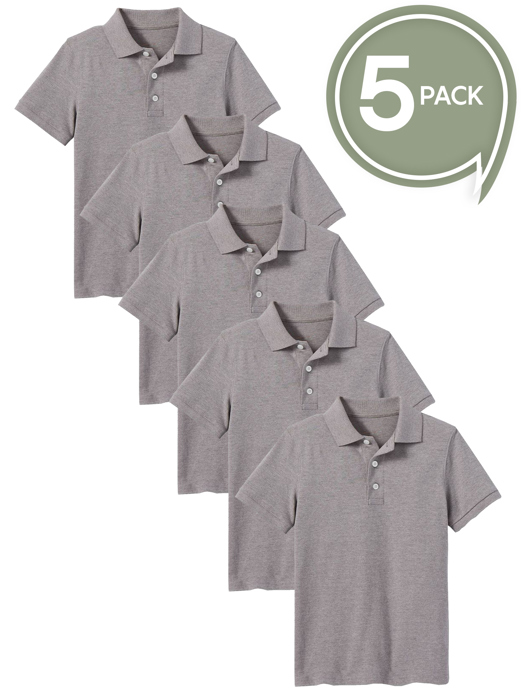 5-Pack School Uniform Tagless Polo Tshirt for Little Boys & Big Boys